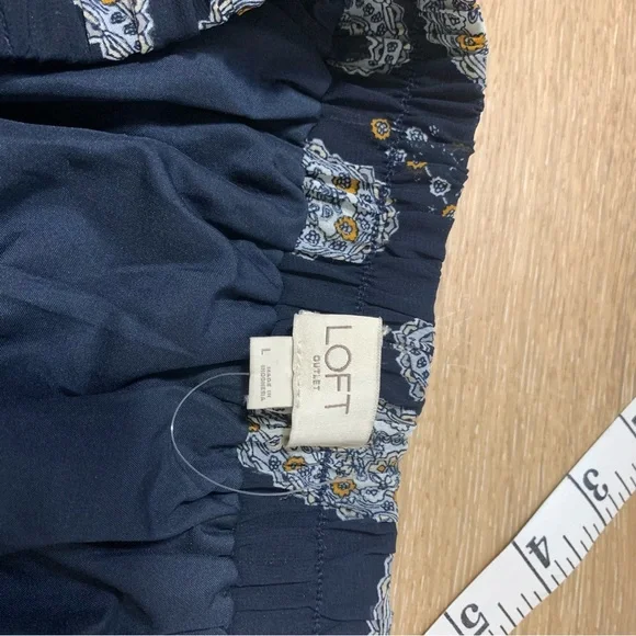 NWOT L LOFT Outlet Paisley Print Ruffled Flowy Lined Navy Mimi Skirt - Picture 3 of 10